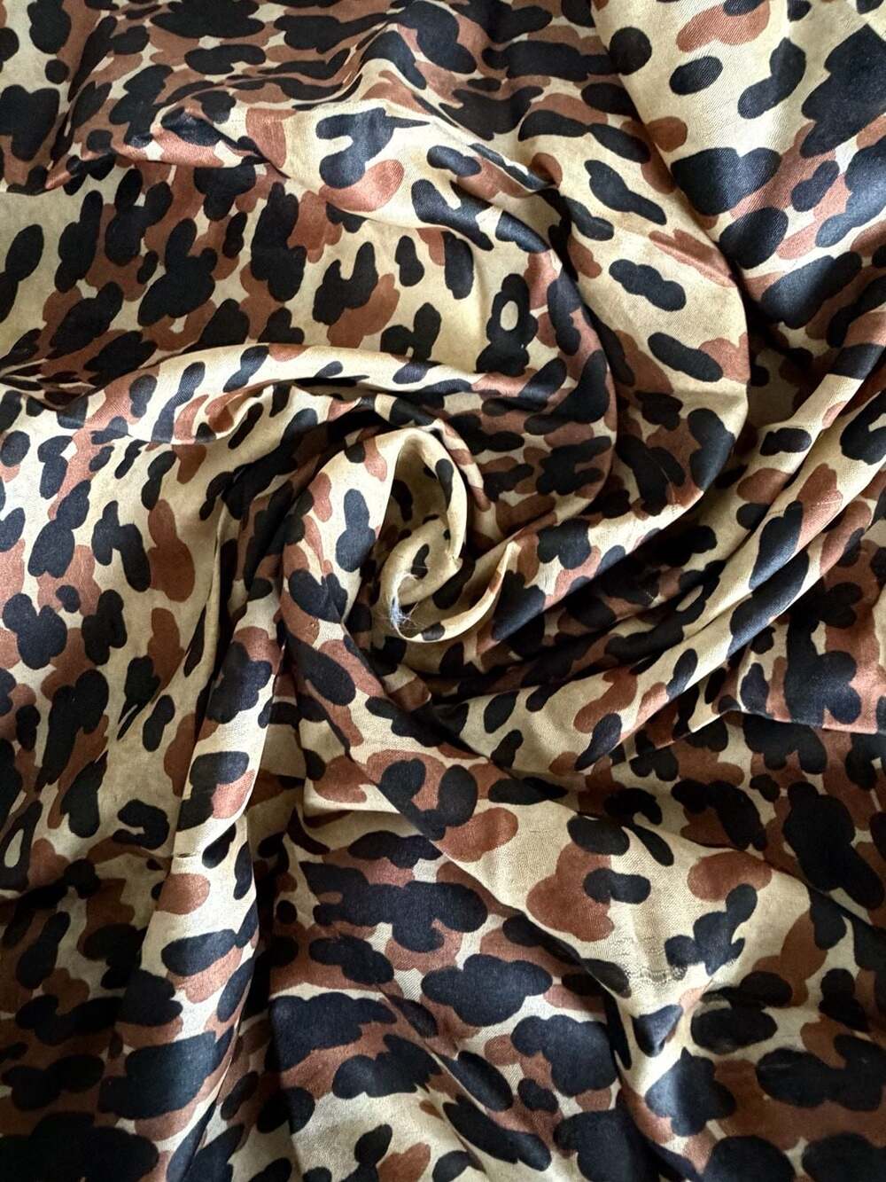 Vintage Leopard Print 100% Silk 17-Inch Square Neck Scarf